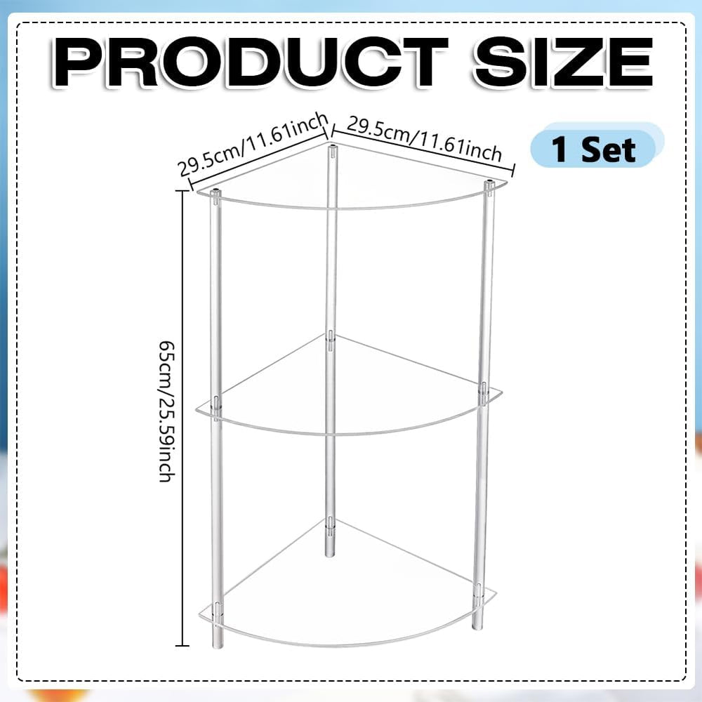 AHANDMAKER Clear Acrylic Corner Table 11.61in L x 11.61in W x 25.59" H F...