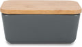 Nat & Jules Ceramic Stoneware 1/2 Pound, 2 Sticks Butter Dish with Airtight Bamboo Lid, Kitchen Accessory, Container Holder, Refrigerator Storage and Countertop Organization, Matte Grey