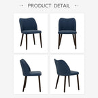 COLAMY Upholstered Dining Chairs Set of 6, Modern PU Leather Dining Room Kitchen Side Chair with Padded Seat and Wood Legs Restaurant/Cafe, Blue
