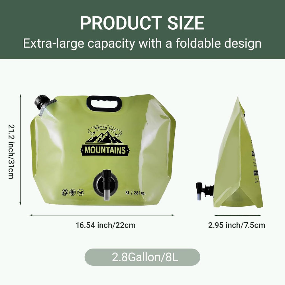 Collapsible Water Container 8L Camping Water Jug with Adjustable Faucet, Leak...