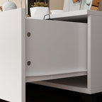 FAMAPY Modern TV Console Extendable Media Console, Adjustable Length, Contemporary Entertainment Center with Drawers and Legs, for Living Room White and Black (95”-133.9”W x 15.2”D x 13.1”H)