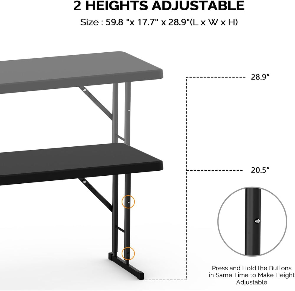 VINGLI 4 FT Narrow Folding Table,Premium Quality HDPE Material and Sturdy Met...