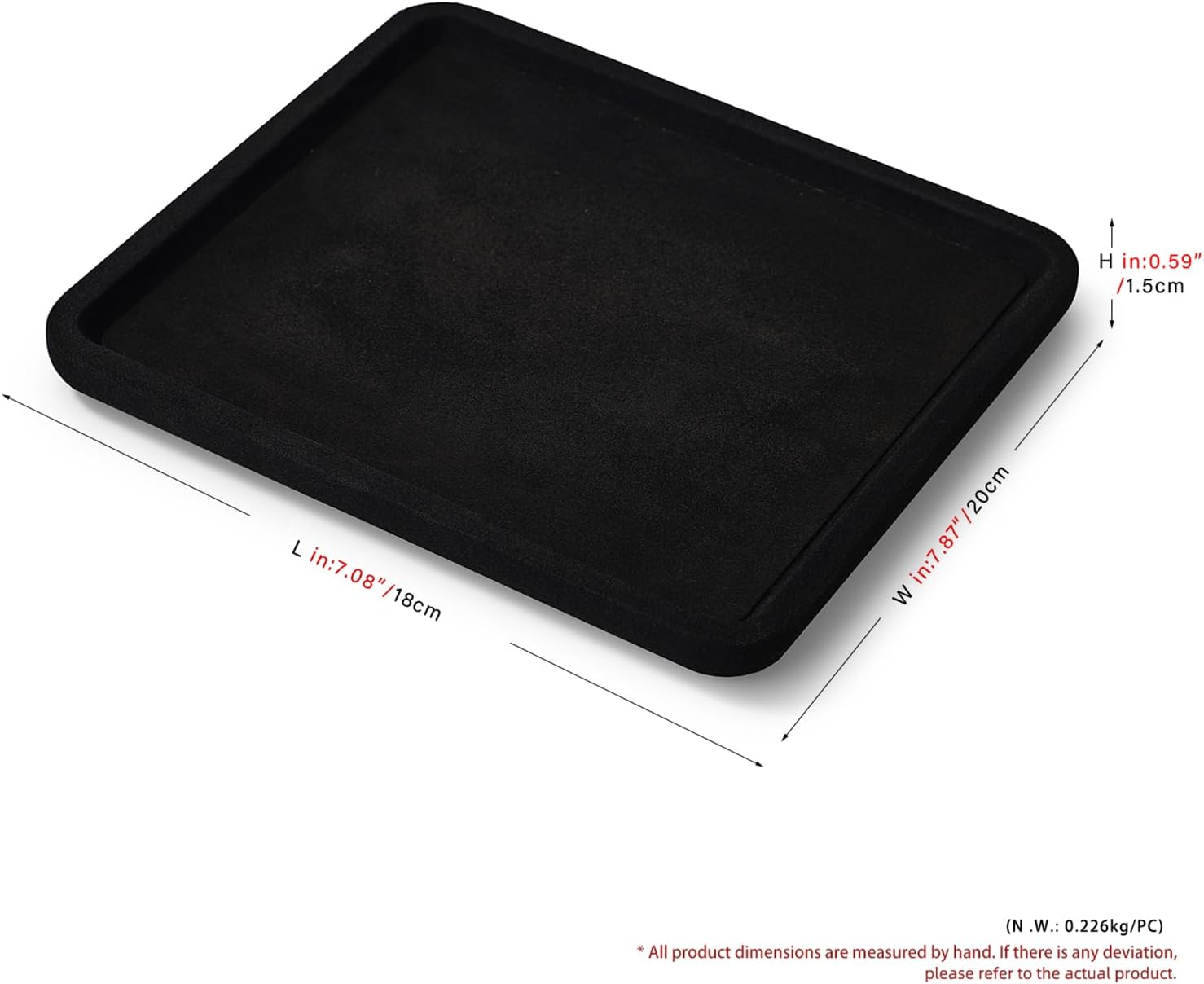 Microfiber Jewelry Display Flat Tray for Rings Earrings Necklace Bracelet, Jewelry Photograph Display Catchall Organizer Tray Dish(M,Black)