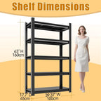 Garage Storage Shelves,5 Tier Shelving Unit, 40 inch Wide, 18” Deep, 78” Tall Organizer Metal Shelf for Basement/Laundry/Pantry Heavy Duty, Adjustable,Easy to Install (4Tier-39"WX18"DX63"H)