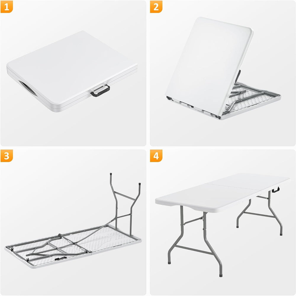 Fenbeli Upgraded 18% Thickened Folding Table 6ft Made of HDPE Plastic | Heavy...