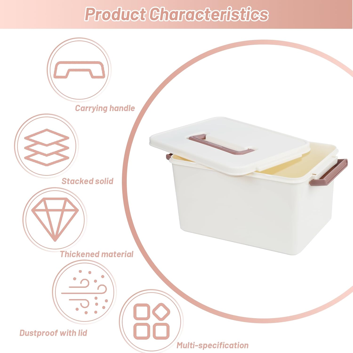 Saim Portable Medicine Storage Box for Home & Travel, First Aid Organizer with Handle, Large Capacity Stackable Container for Medical Supplies and Pills (Creamy White, 6L&10L)