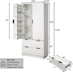 72" Fluted Kitchen Pantry Cabinet, Modern Storage Organizer with 2 Spacious Drawers & 8-Door Spice Racks, Freestanding MDF Cabinet for Kitchen, Bathroom