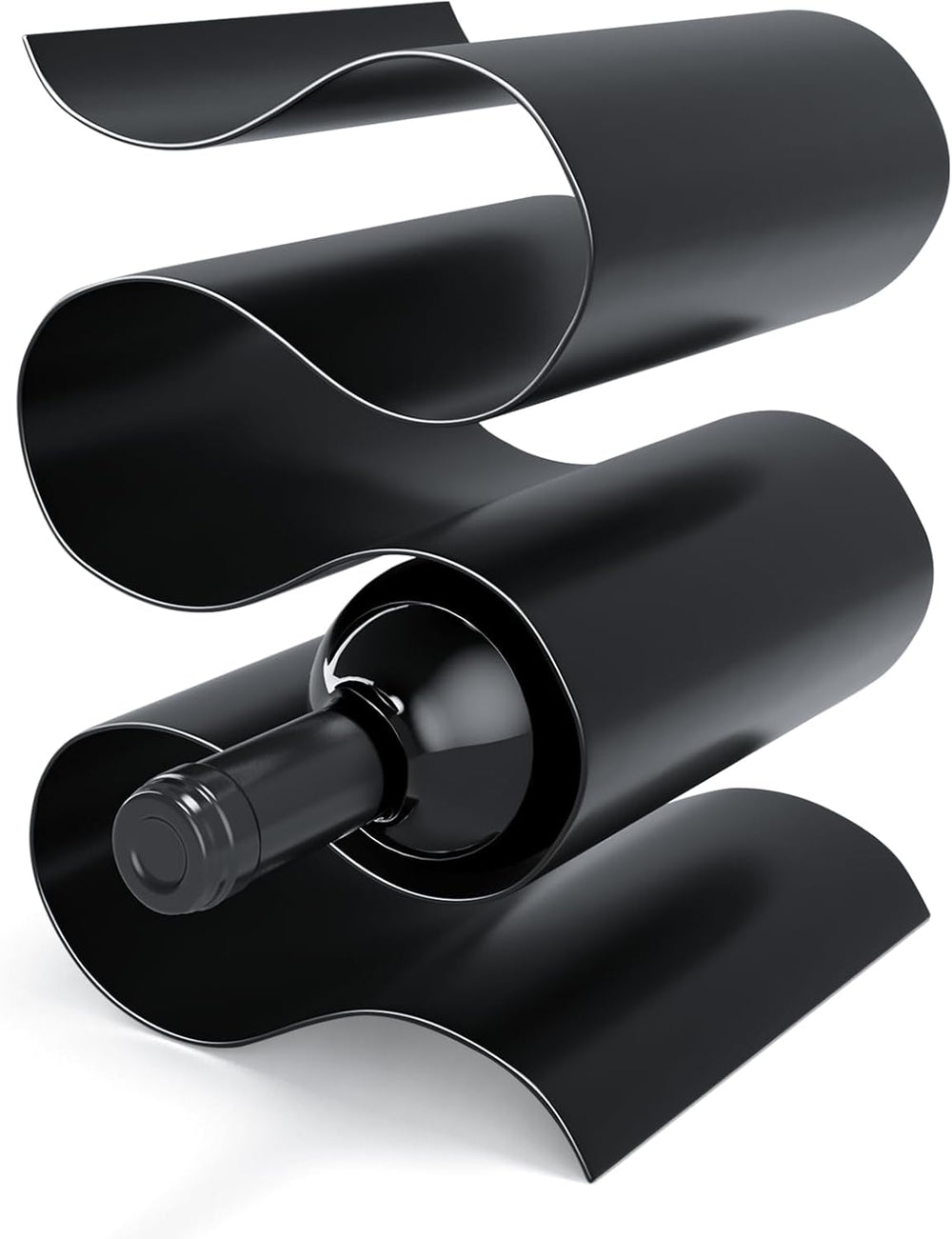 Black Wine Rack Countertop, Modern Metal Wine Rack for Inside Cabinet, Minima...