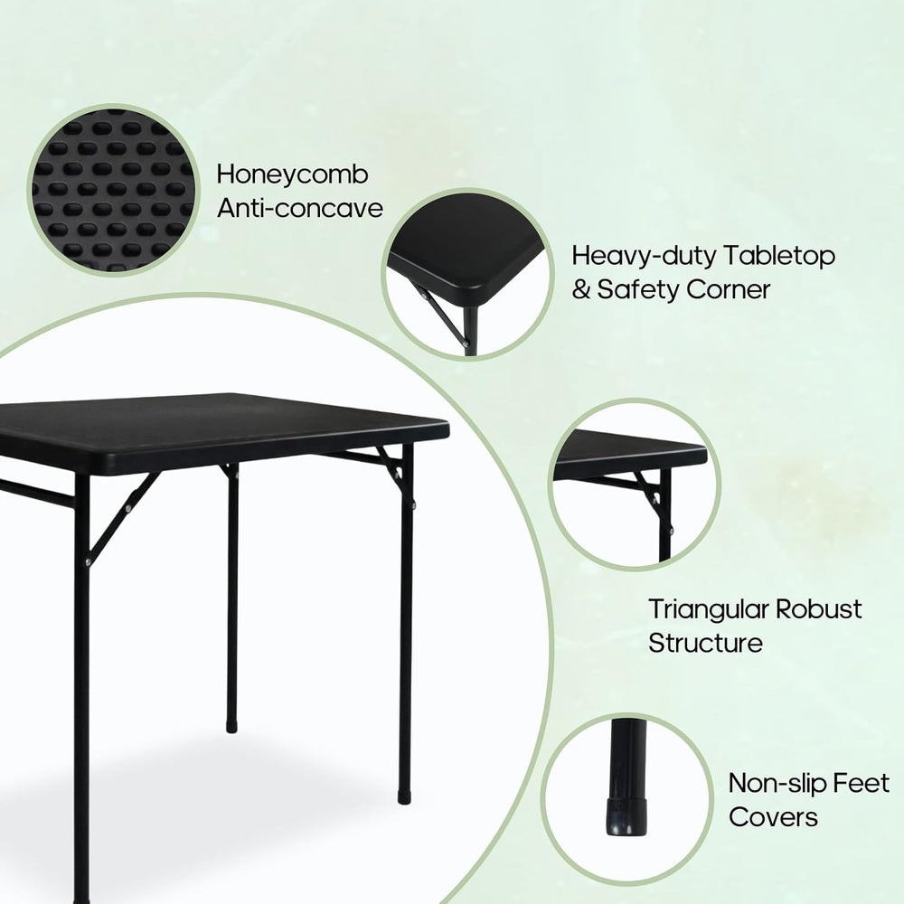 3ft Rectangular Folding Table for All-Occasion, Foldable Table with HDPE Tabl...