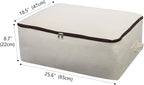 2PCS Canvas Storage Bag, 12OZ Thick Soft Breathable Closet Organizer for Beddings, Comforters, Pillows, Blankets, Clothes, 25.6×18.5×8.7inch, Beige