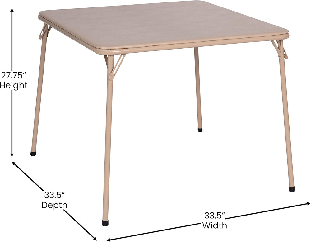 EMMA + OLIVER Tan Square Folding Card Table and Chairs Set for 4 Players | Li...