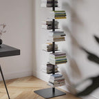 White 9 Tier Metal Bookshelf, Space Saving Narrow Ladder Shelf with Adjustable Shelves for Small Rooms, Vertical Storage Rack for Home Office Living Room Organization