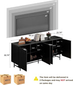 Mid Century Fluted TV Stand for 55-75 inch TV, Black Entertainment Center with Storage, Television Stand, Media Console, Sideboard Cabinet for Living Room, Bedroom
