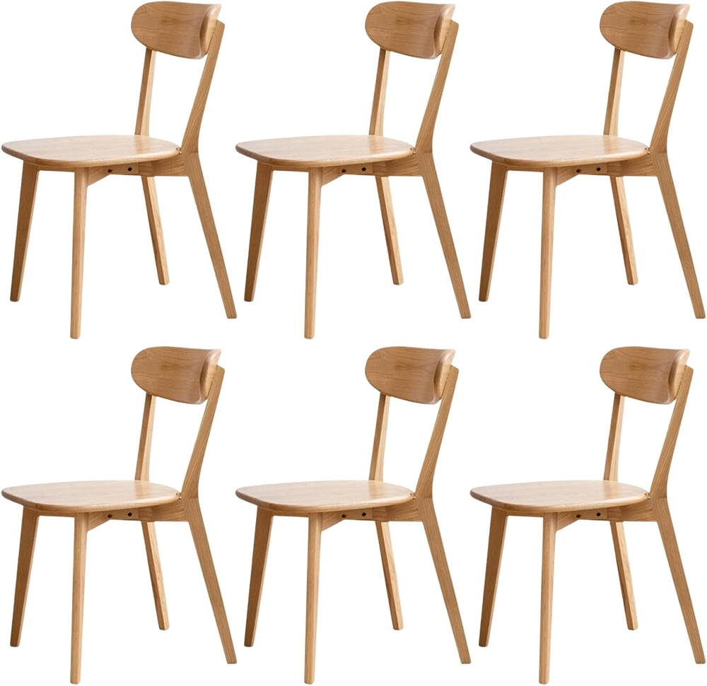 Solid Wood Dining Chairs Mid Century Modern Kitchen Chairs Set of 6 | Rounded...