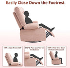 KCQ Overstuffed Swivel Rocker Recliner Chair with Massage and Heat, Fabric Heated Reclining Chairs Manual Recliner with Cup Holder, Pink Nursery Rocking Recliner Glider Chair