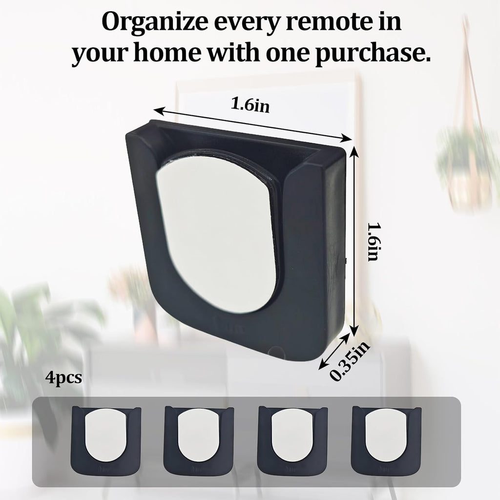 Magnetic Remote Control Holder Wall-Mounted Remote Holder Adhesive Strips Easy Installation for TV, Fan, and AC Remotes to Organize Home & Office (4 Pack)