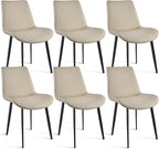 Dining Chairs, Modern PU Leather Dining Room Chair with Sturdy Metal Legs, Upholstered Seat Dinner Chairs Accent Side Chairs for Indoor Kitchen Living Room (Light Grey, Set of 6)