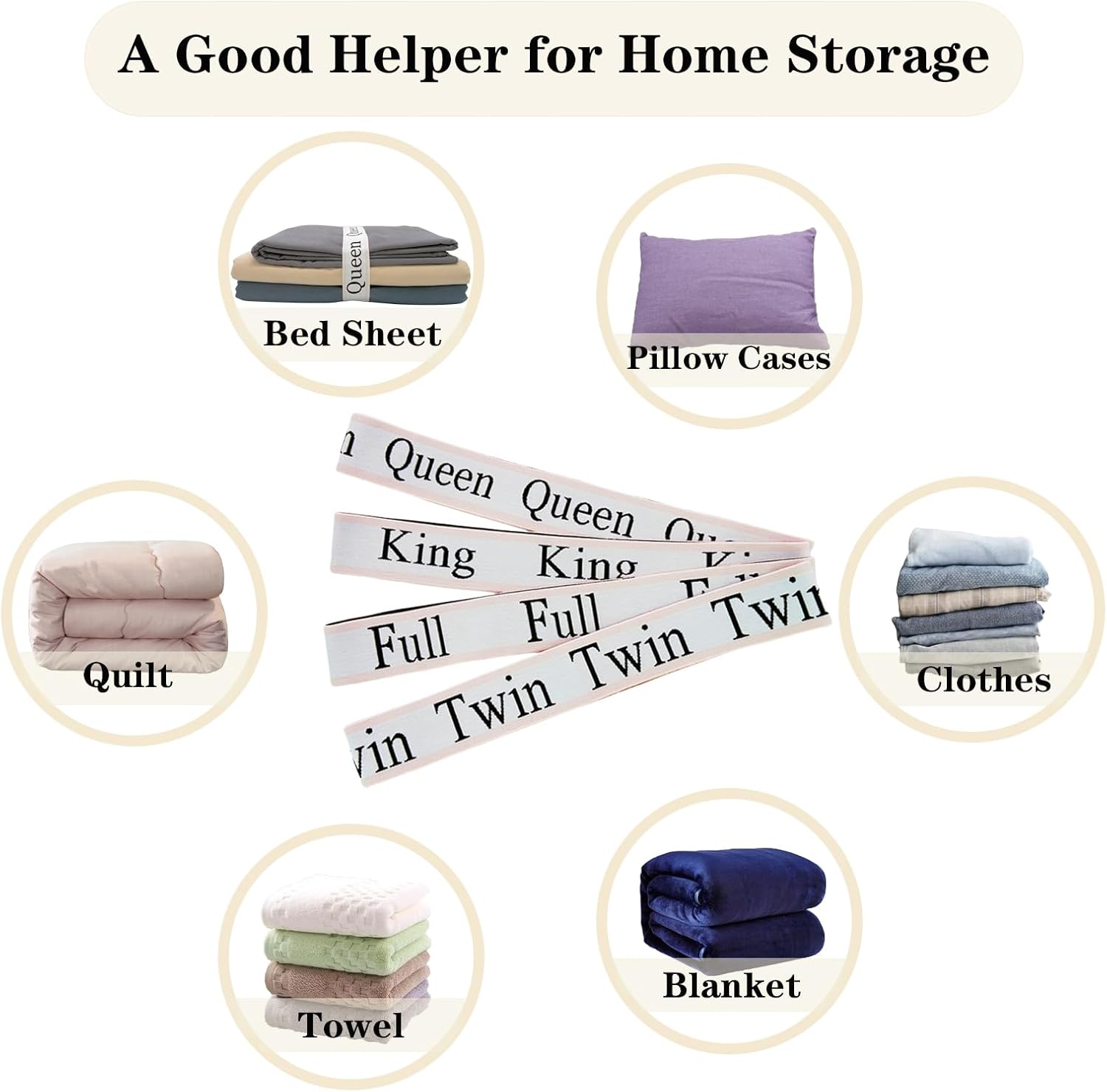 12 Pieces Bed Sheet Organizer Bands, Closet Organization Sheet Straps, Linen Labels Bedding Bands, Elastic Bed Sheet Storage Sheet Keepers （6PcsQueen 6PcsKing ）
