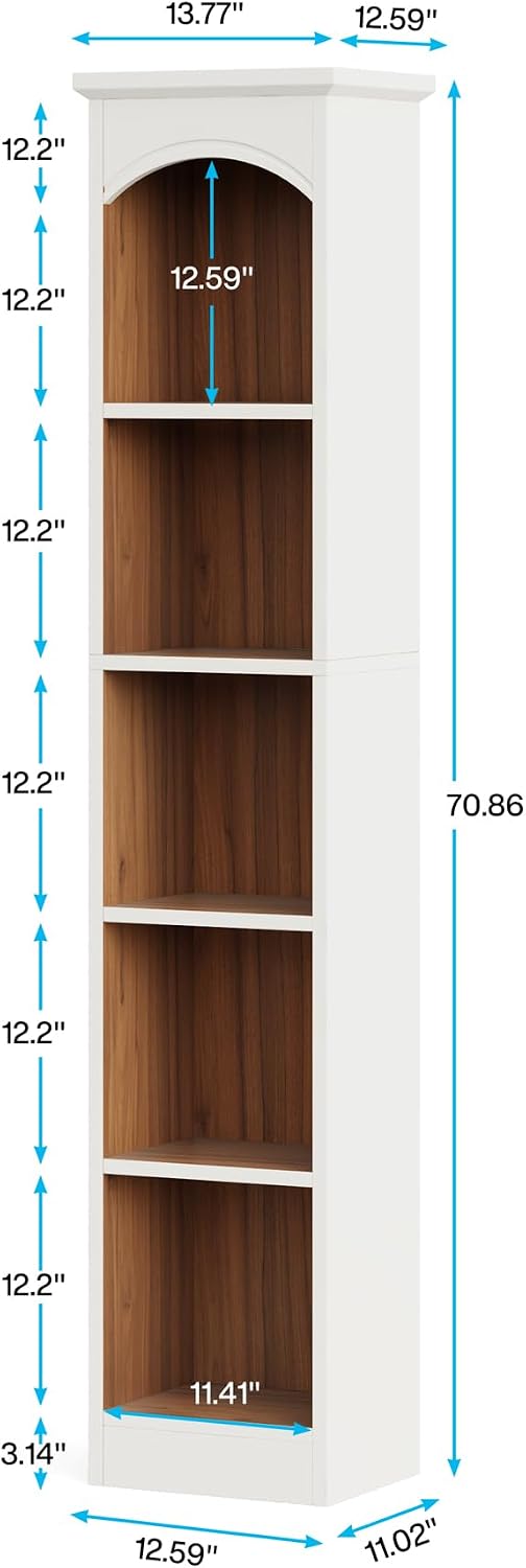 Tribesigns 70.9-Inch Tall Narrow Bookcase, 5-Tier Cube Bookshelf with Storage...