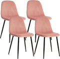 CangLong Modern Velvet Chairs with Metal Legs for Living Room, Bedroom, Restaurant, Dining Room, Set of 4, Pink