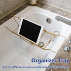 BESTHLS Bathtub Tray Caddy for Luxury Bath Expandable Extra Wide Bath Tub Tray with Wine Glass Holder & Soap Accessaries Holder & Laptop Reading and Organizer Ideal for Home Spa Lover (Copper)