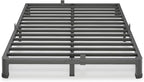 4 Inch Full Size Bed Frame, 3500Lbs Heavy Duty Metal Platform with Round Corner Legs Mattress Slide Stopper, Steel Slat Support No Box Spring Needed, Noise Free, Non-Slip, Easy Assembly