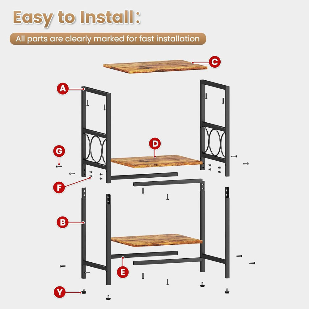 Side Table 3-Tier End Table with Adjustable Shelf Modern Tall Nightstand Smal...