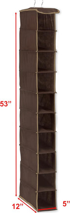 Simple Houseware 10 Shelves Hanging Shoes Organizer Holder for Closet, Brown