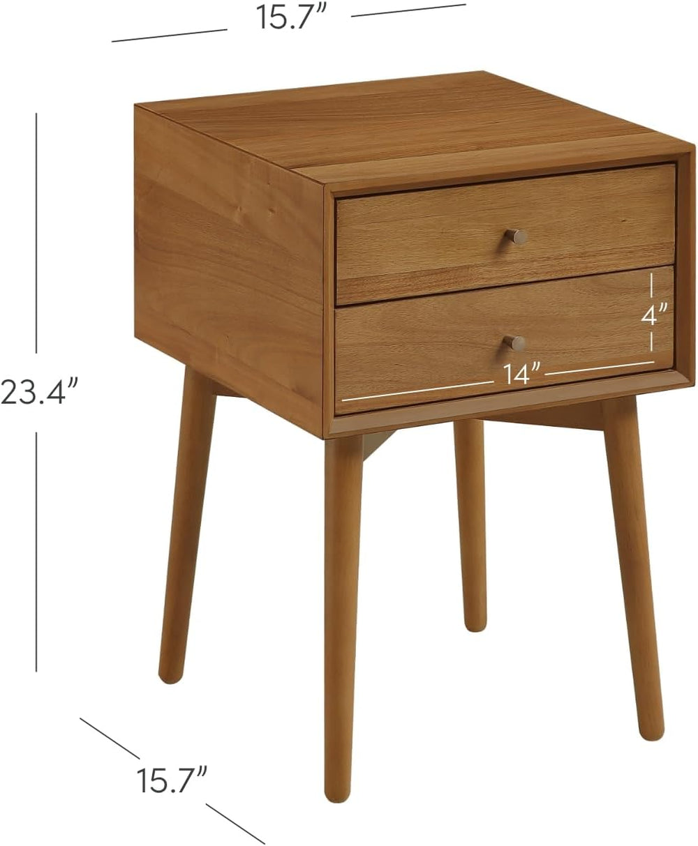Nathan James 32704 Harper Mid-Century Oak Wood Nightstand with 2-Drawers, Sma...