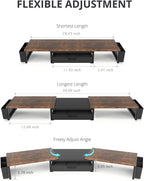 OPNICE Wood Desk Organizers and Accessories, Dual Monitor Stand Riser with Drawer and 2 Pen Holders, Desk Shelf Computer Racks for Office Workspace Organizers, Desktop Organization (Rustic Brown)