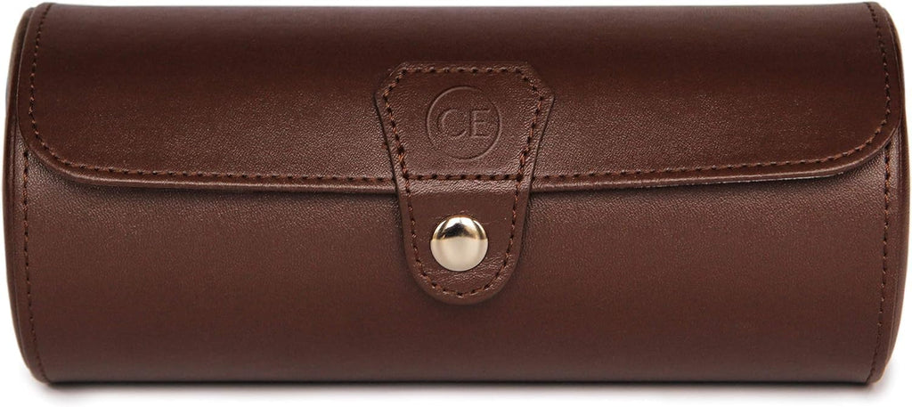 CASE ELEGANCE Travel Watch Case Roll Organizer for Men | Vegan Faux Leather Watch Display Case | Watch Display, Storage & Holder | Watch Case for Men's Watch Collection | Watch Holder for Men | Brown