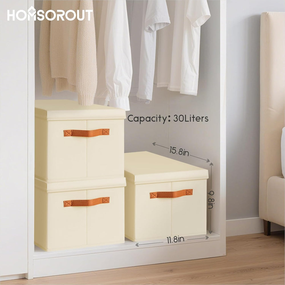 Storage Bins with Lids - Large Fabric Closet Bins with Lid, 6 Pack Clothes Or...