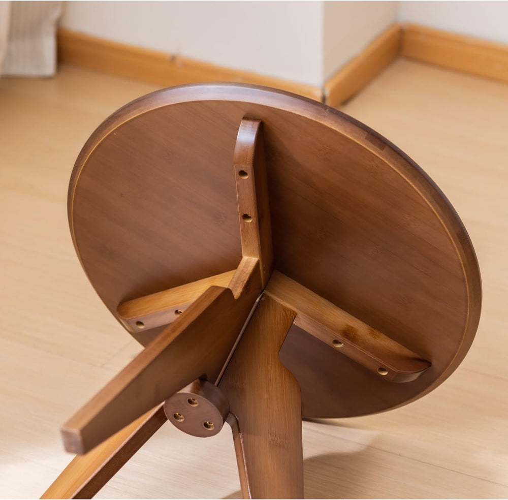 Maydear Bamboo Round Side Table Small Accent Table or Coffee Table for Living...