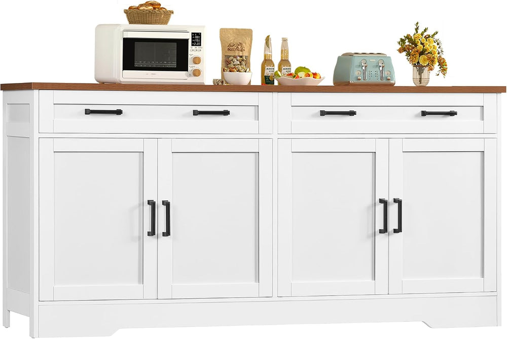 usikey 63" Buffet Cabinet with Storage, Sideboard Cabinet with 2 Adjusta...