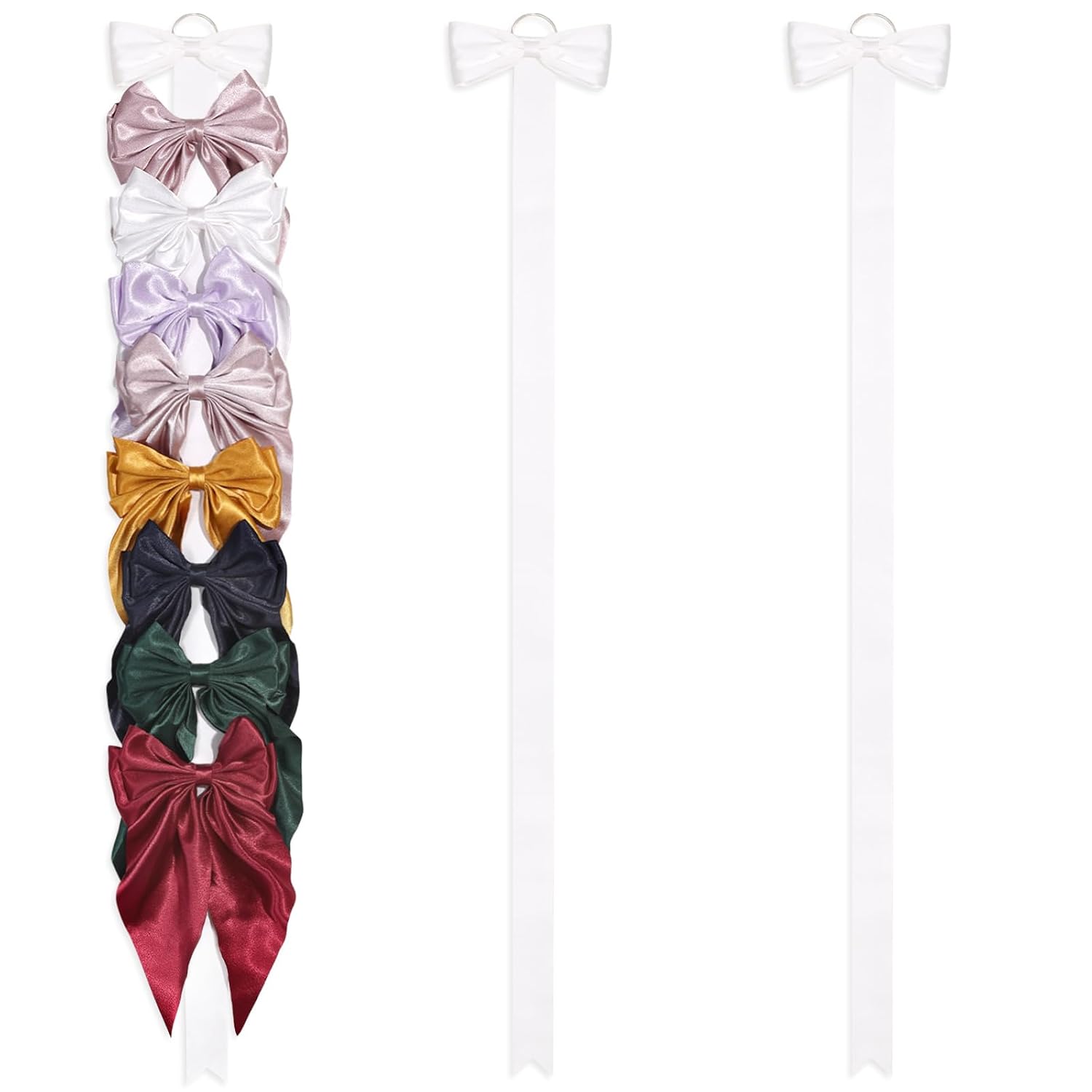 3 PCS Bow Holder for Girls Hair Bows, Ribbon Hair Clip Oraganizer Hair Barrettes Storage for Women,Wall Hanging Alligator Clip Hair Accessories Organizer Bedroom College Dorm Decor (White)
