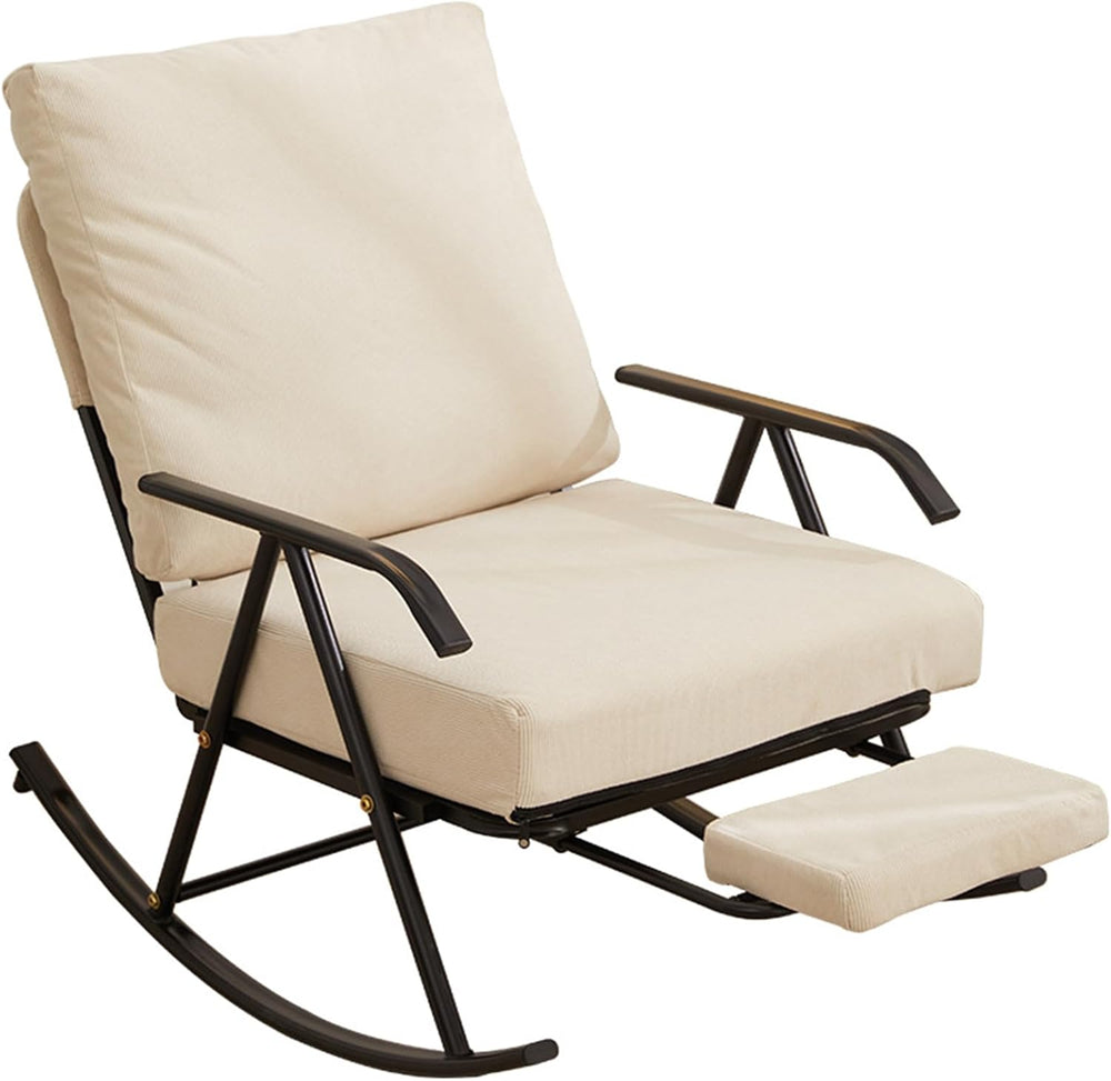 Single Rocking Chair with a Retractable footrest, Armchair with Adjustable ba...