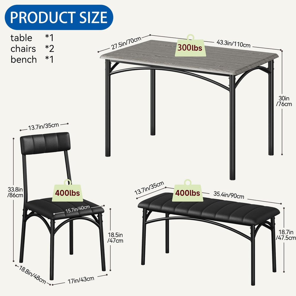 IDEALHOUSE Dining Table Set for 4, Kitchen Table with Chairs for 4, Rectangul...