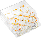 SPAKOWN Earring Organizer Box Large 18 Compartments | Jewelry Holder Organizer with 3 Drawers Stackable Earring Bracelet Storage Case Jewelry Boxes for Women (Clear)
