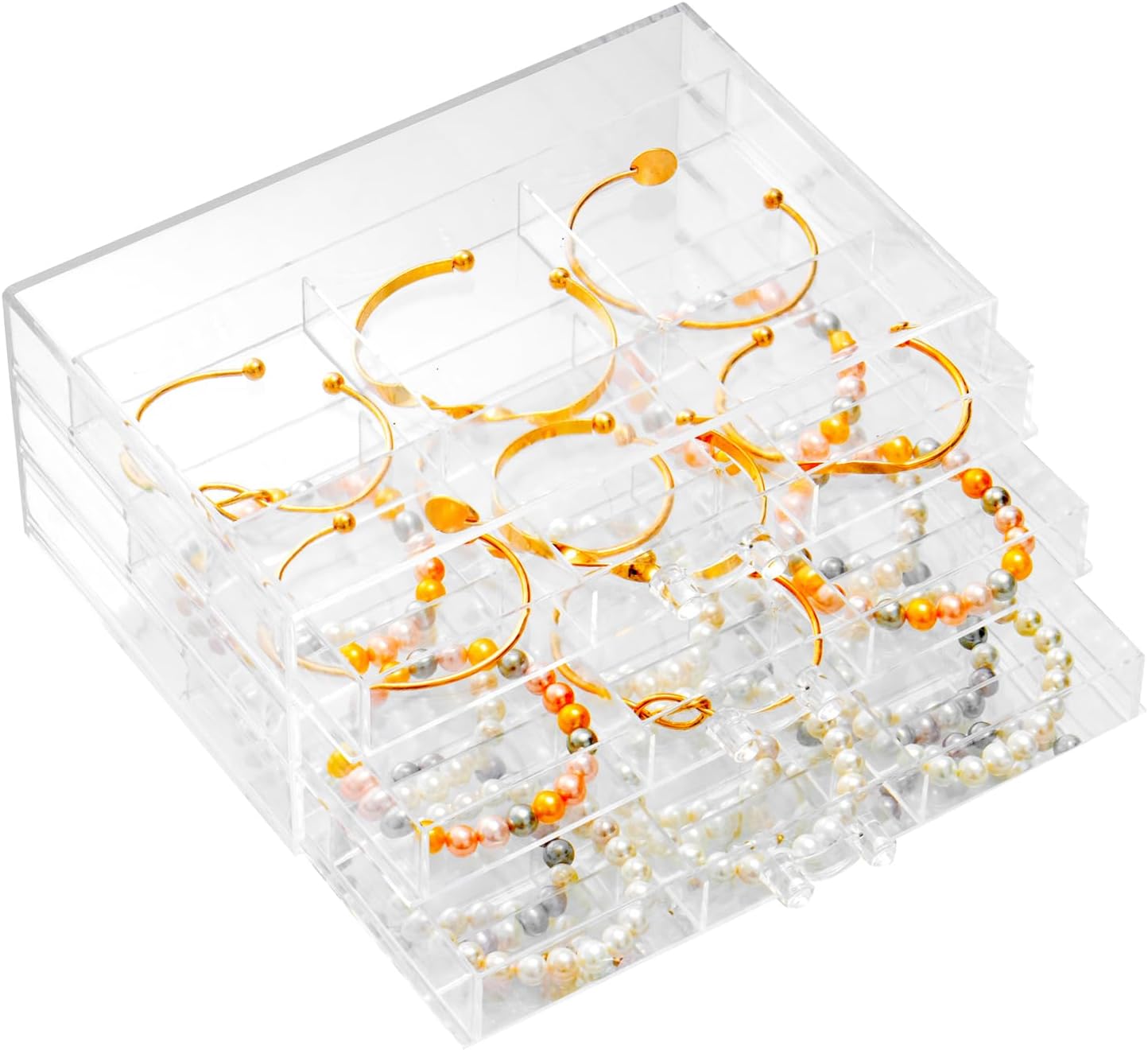 SPAKOWN Earring Organizer Box Large 18 Compartments | Jewelry Holder Organizer with 3 Drawers Stackable Earring Bracelet Storage Case Jewelry Boxes for Women (Clear)