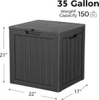 TARKARI 35 Gallon Lockable Resin Deck Box, Waterproof & UV-Resistant Outdoor Storage Box for Outdoor Cushion Storage, Garden Tools & Pool Accessories Storage, Black