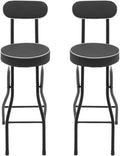 Cushioned Padded Folding Stool, 2PCS Tall Foldable Stools with Backrest, Bar Folding Stool, Portable Collapsible Counter Height Chair for Kitchen Island Shop Cafe Dining (Black)