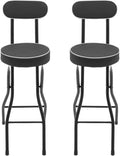 Counter Height Folding Bar Stools, 2PCS Tall Foldable Folding Bar Stool with Backrest and Pu Cushion, for Kitchen, Dining Room, Bar, Shop, Cafe, Garden, Camping, Bakery (Black)