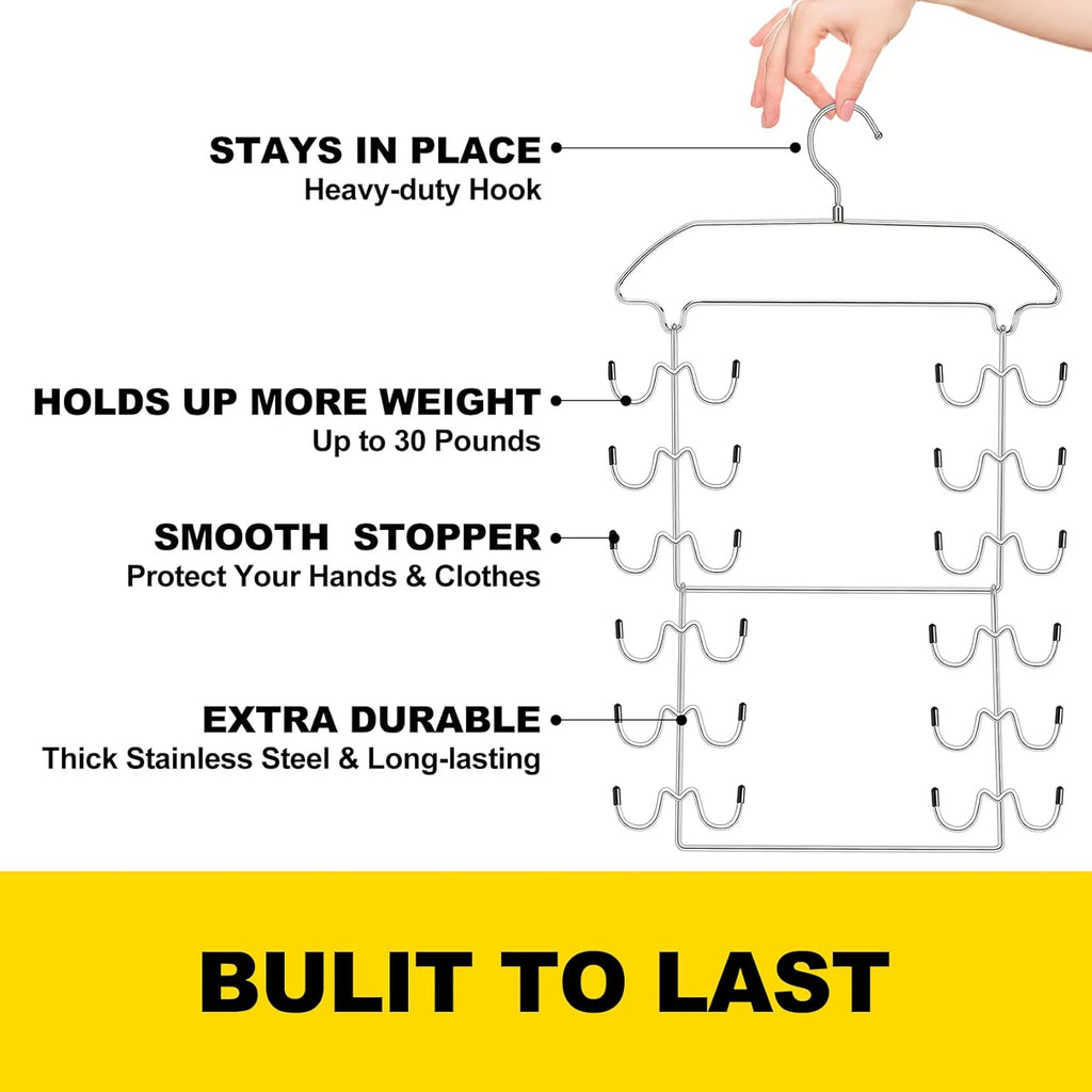 2 Pack Closet Organizers-and Storage,6 Tier Tank Top Hangers Space Saving, Dorm Room Essentials for Girls Camisoles Swimsuits Dress