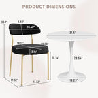 SoarFlash Kitchen Table and Chairs for 2, 31.5" Dining Table Set for 2 with Boucle Upholstered Chairs, 3 Piece Round Kitchen Table Set, Dining Room Table Set for Small Space, Apartment, Black/White