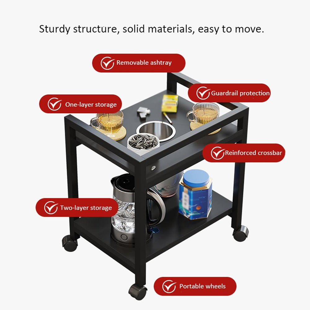 360° Rotating Small Side Table with Storage Rack, Movable Coffee Table with R...