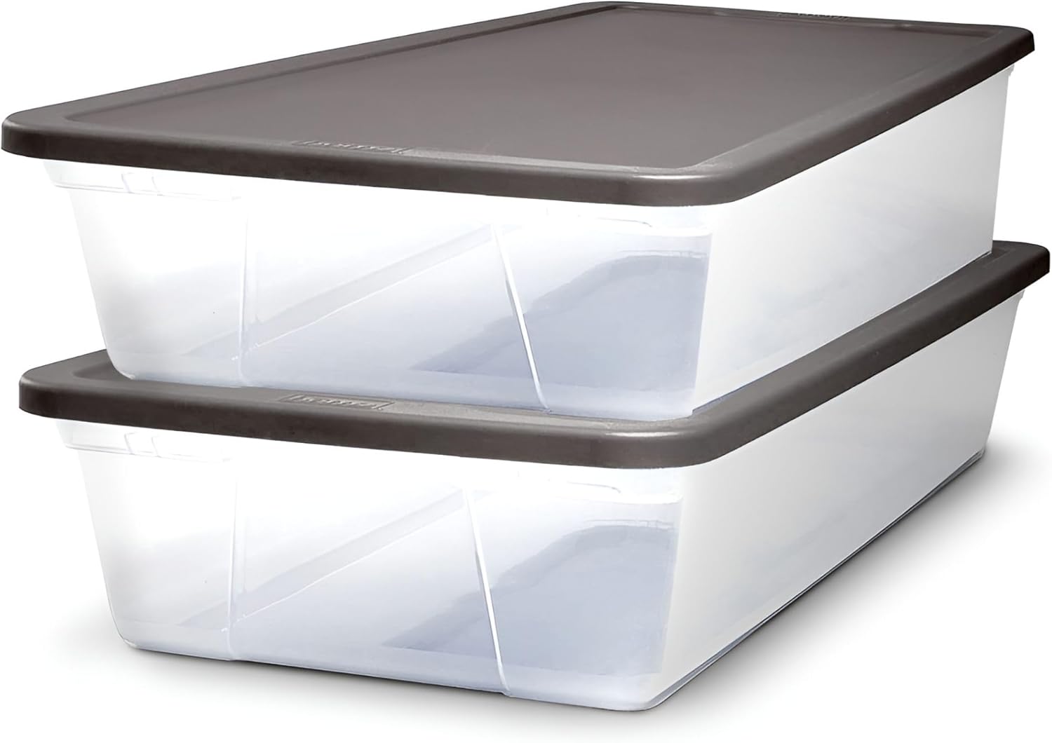 HOMZ 2-Pack Snaplock, Small Clear Plastic Storage Organizer Bins w/ Lids, 28 Quart, Gray - Stackable Container Boxes for Bedroom, Bathroom, Garage, and Office Organization