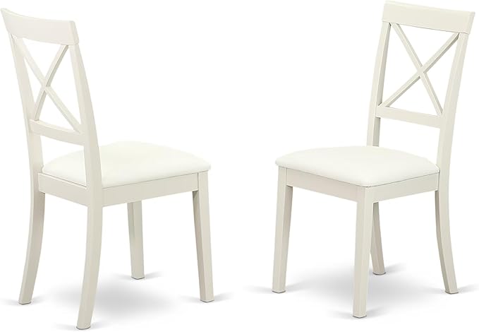 East West Furniture HBBO5-LWH-C 5 Piece Modern Dining Table Set Includes a Round Wooden Table with Pedestal and 4 Linen Fabric Kitchen Dining Chairs, 42x42 Inch, Linen White