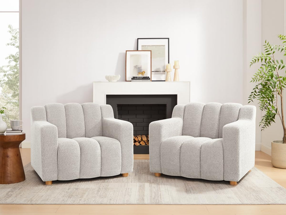 VANOMi Oversized Accent Chair Set of 2, Modern Living Room Chairs, Comfy Bouc...