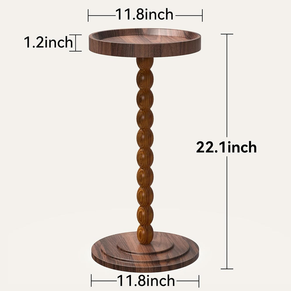 XNSDXV Round Side Table with Solid Wood Leg, Small Drink Table for Small Spac...