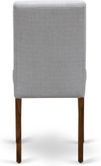 East West Furniture AMAB3-AWA-05 3 Piece Kitchen Table Set for Small Spaces Contains a Round Dining Room Table with Pedestal and 2 Grey Linen Fabric Parsons Chairs, 36x36 Inch, Walnut